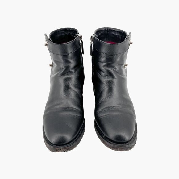 Chanel CC Turnlock Ankle Boot Size 36.5 US 5.5-6 Black Leather Moto Biker Bootie - Picture 3 of 15